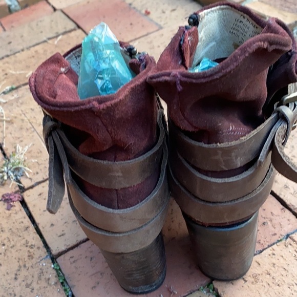 Freebird Steven Blaze Booties Burgundy Maroon Suede Red Wine Stacked Heel Boot - Picture 4 of 13